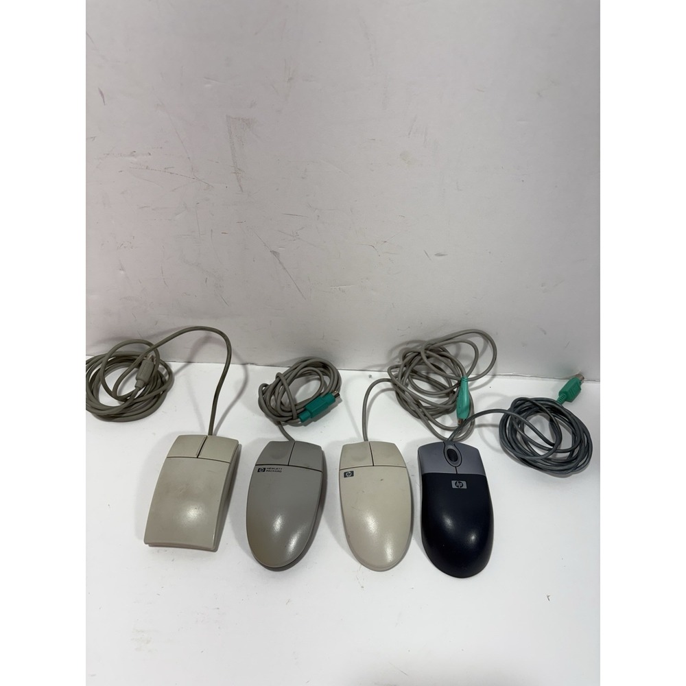 (Lot of 4) Vintage HP USB CORDED BASIC DESKTOP MOUSE M042kc Msf14-2 Ms34